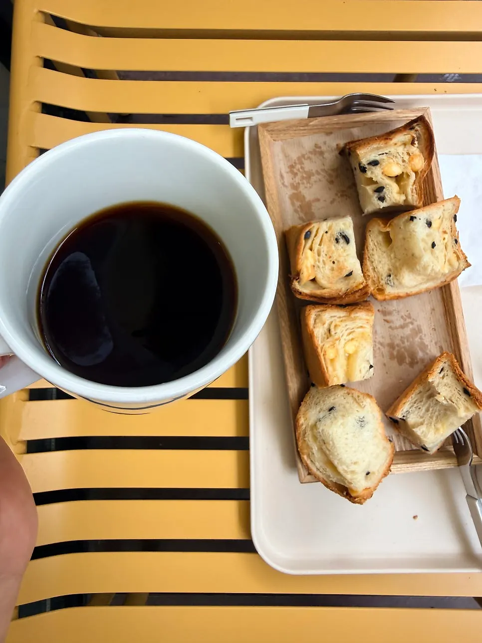 A cup of nutty-type brewing coffee