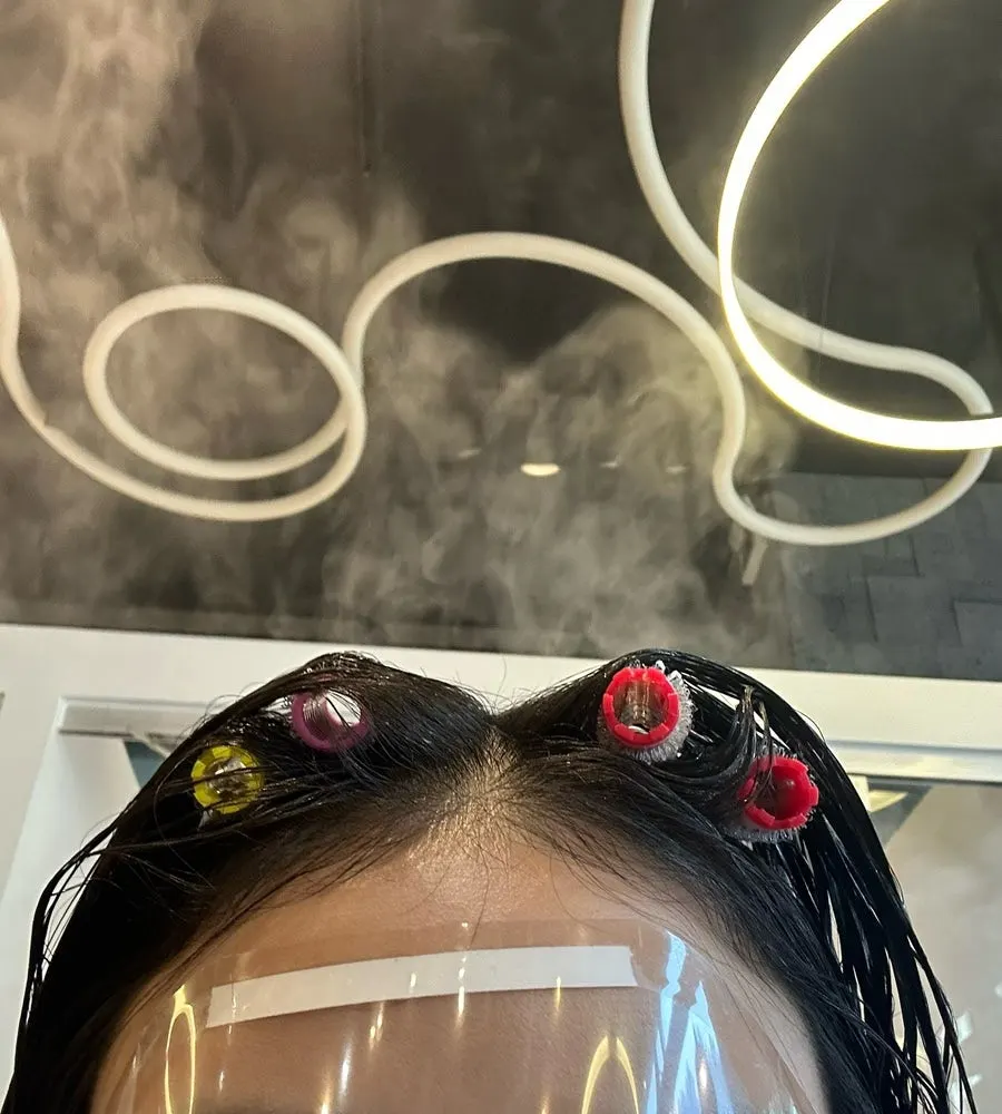 Unruly hair ends before the treatment