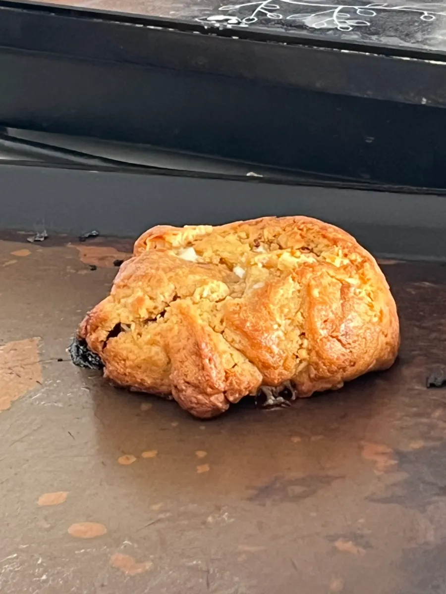 Thickly baked handmade cookies on display