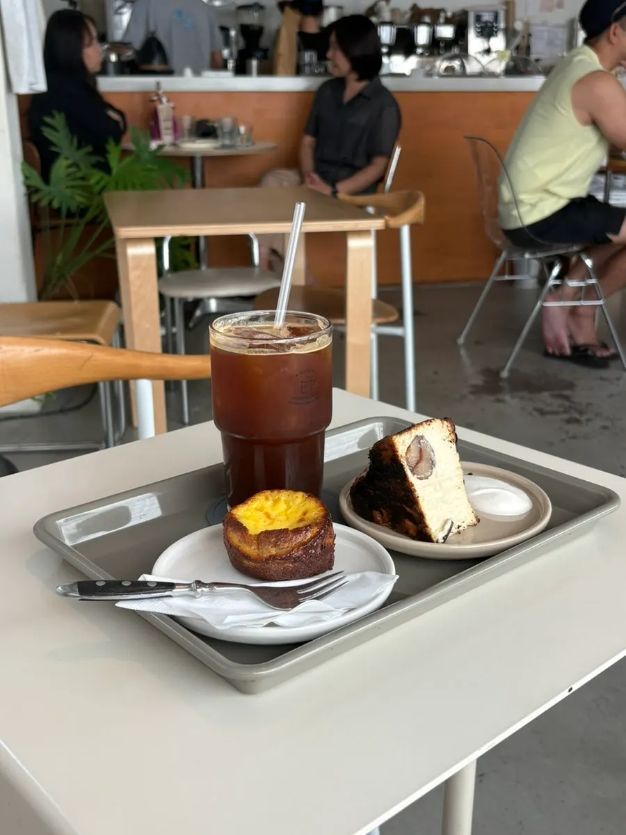 Coffee and dessert set out on the table