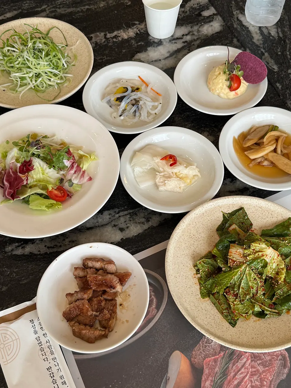 Table spread of pork ribs at Ihwajeong Galbi Myeongga Magok-Balsan Branch