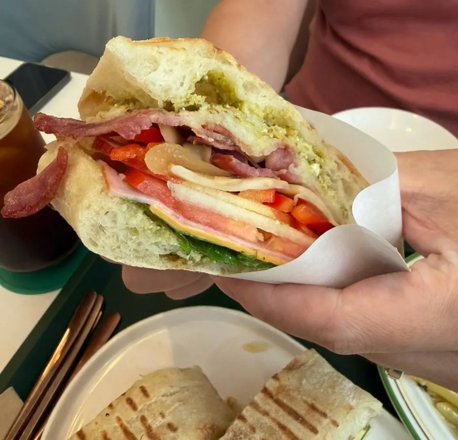 Handmade basil cream sauce sandwich