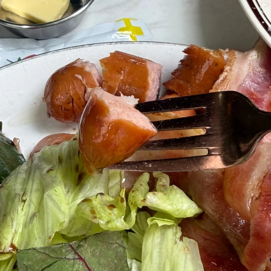 Plate with salad and pineapple