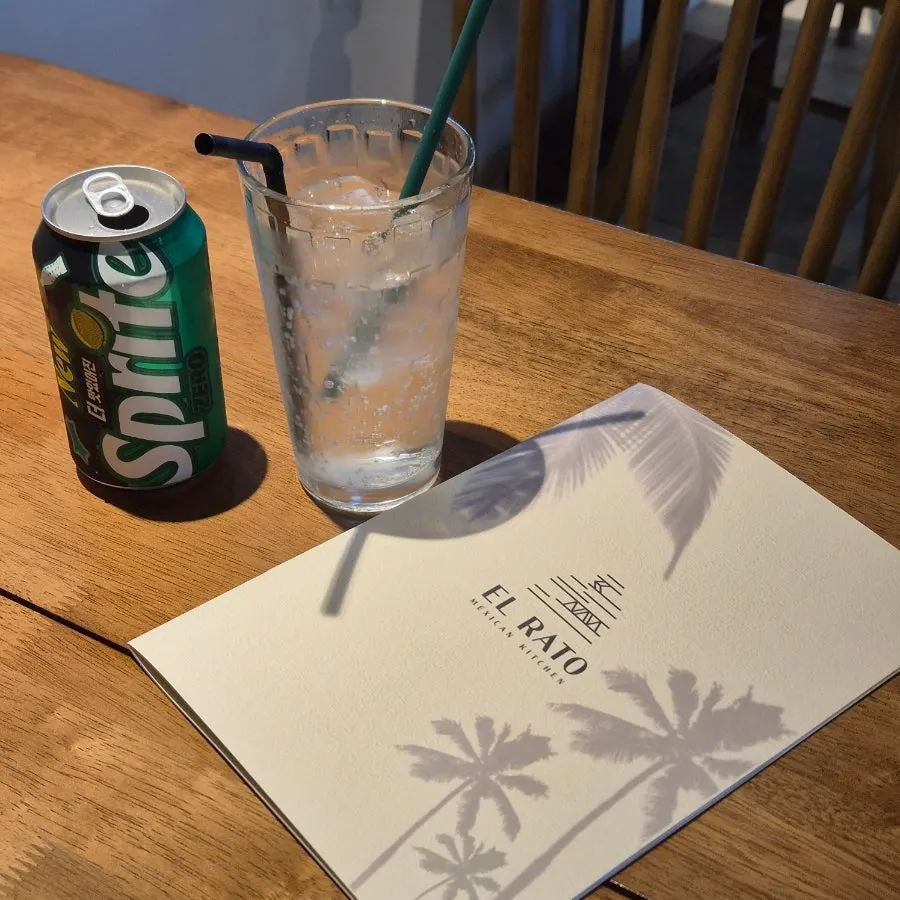 The fajitas and zero-sugar Sprite we ordered