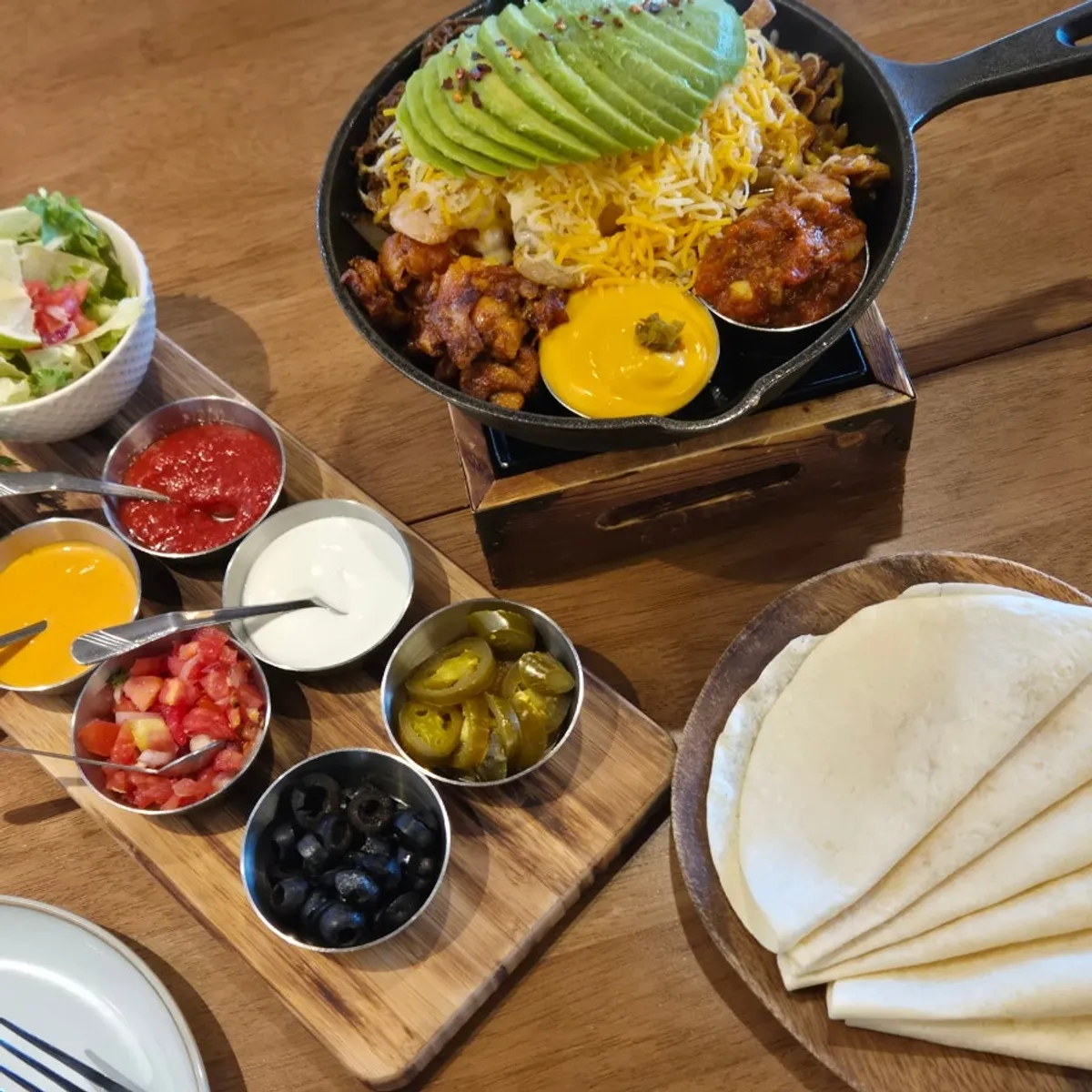 Elato's fajita spread with added avocado