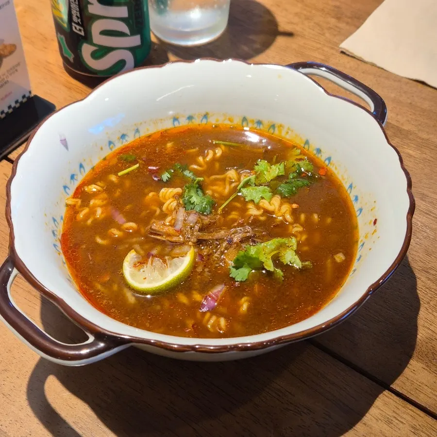 The birria ramen received through the review event
