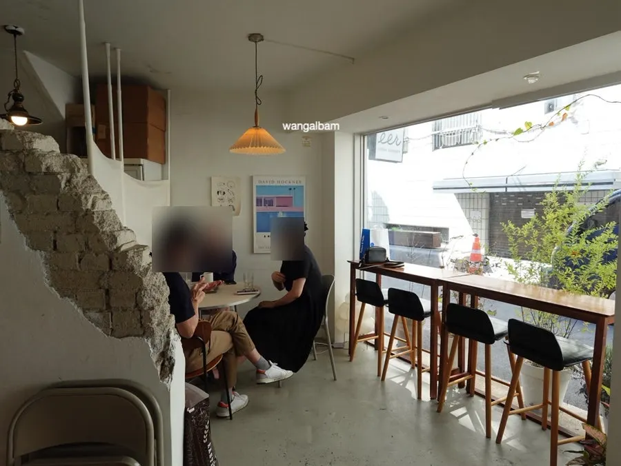 Corner seating in the café interior