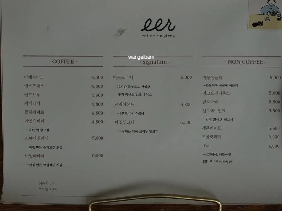 Ieo Coffee Roasters coffee menu board