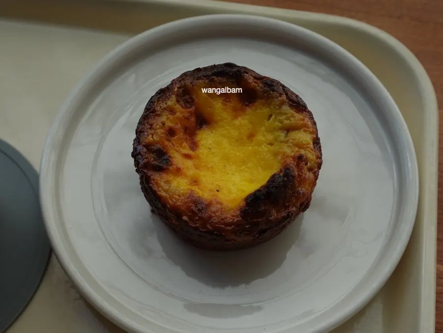 Cross-section of the egg financier after a bite