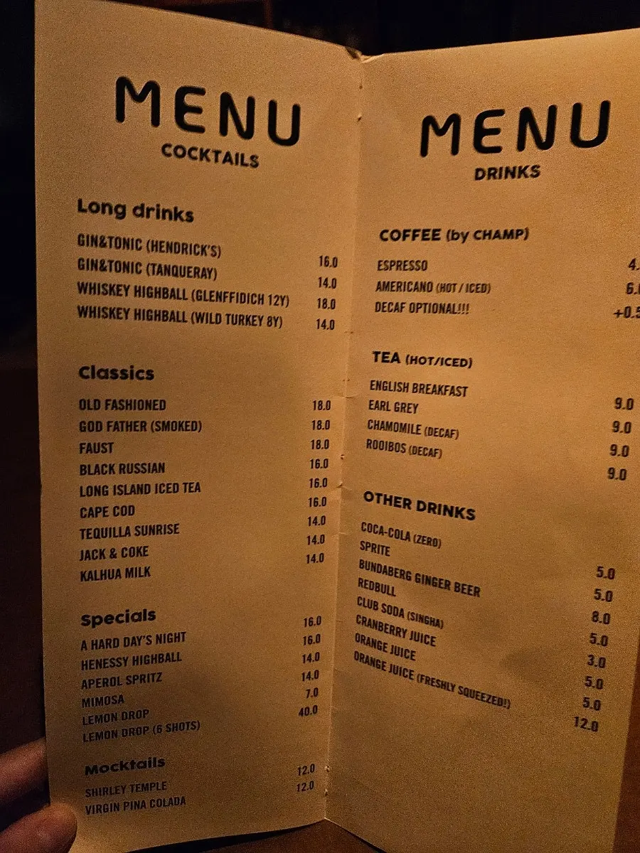 Menú de hookah con la mezcla propia (signature blend)