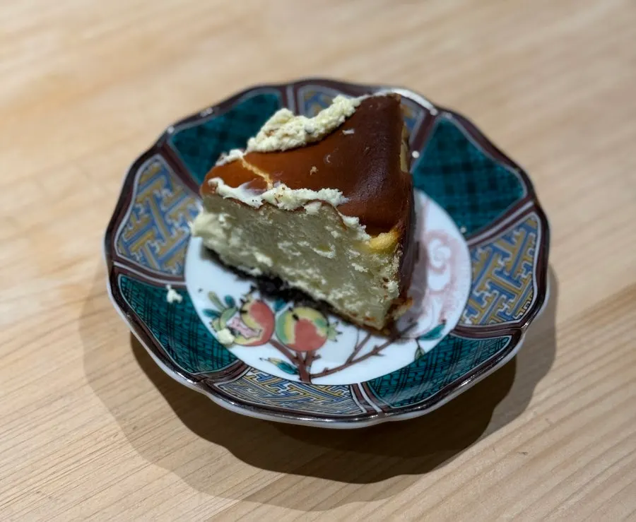 Eojil In Basque cheesecake whole cake sliced for sharing