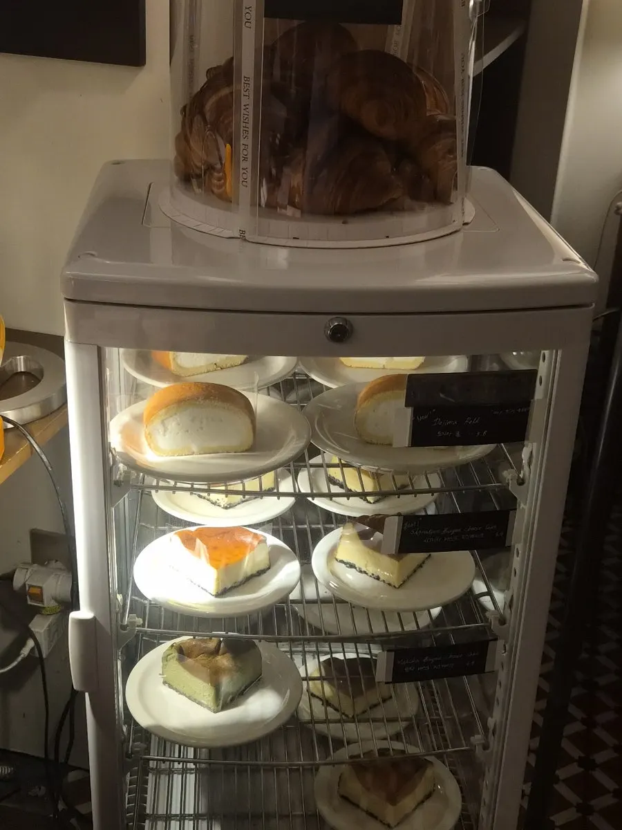 Dessert display at Eojil In with many sold-out items in the evening