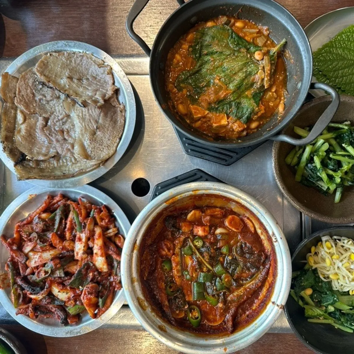 Full spread of the bulgogi set and squid set