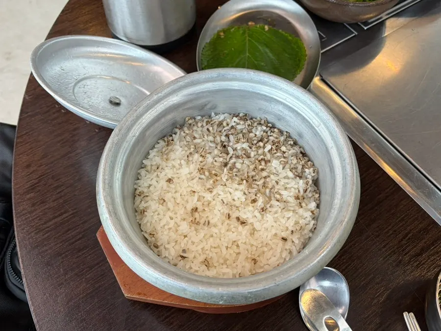 Pot rice scooped into a bowl