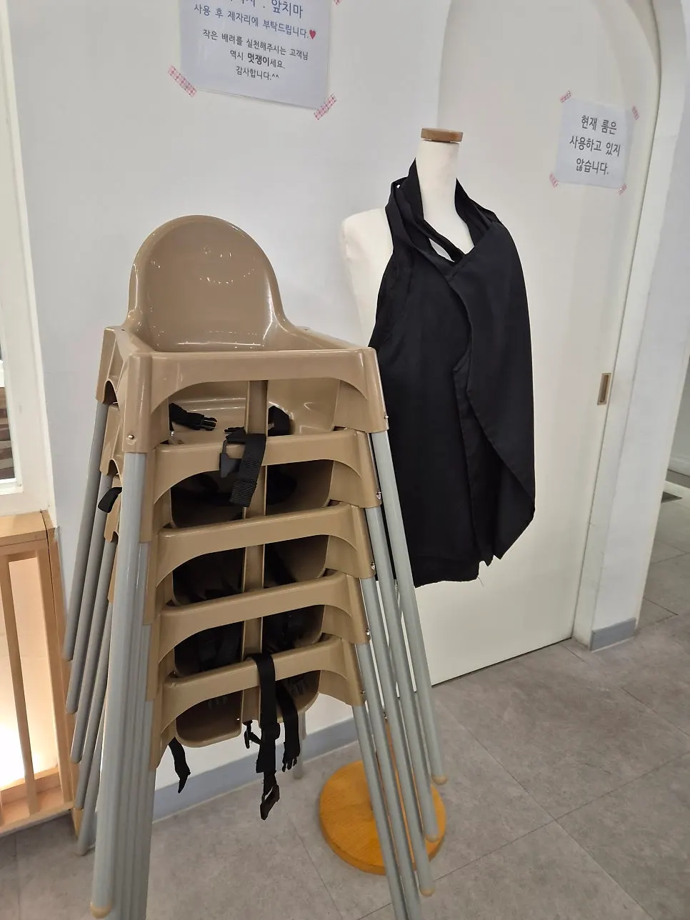 Baby utensils and disposable aprons on offer