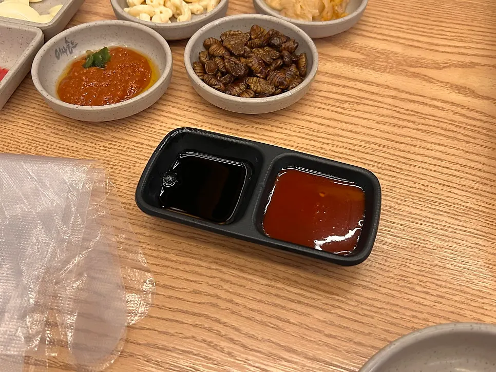 Disposable gloves provided for eating prawns