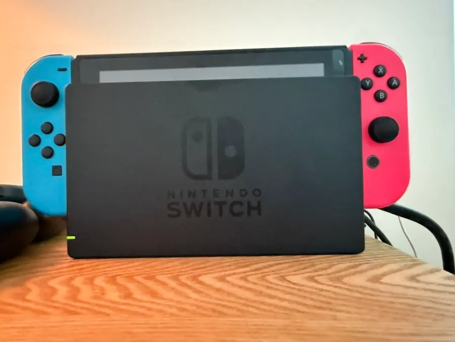 Nintendo Switch console fully set up in the room