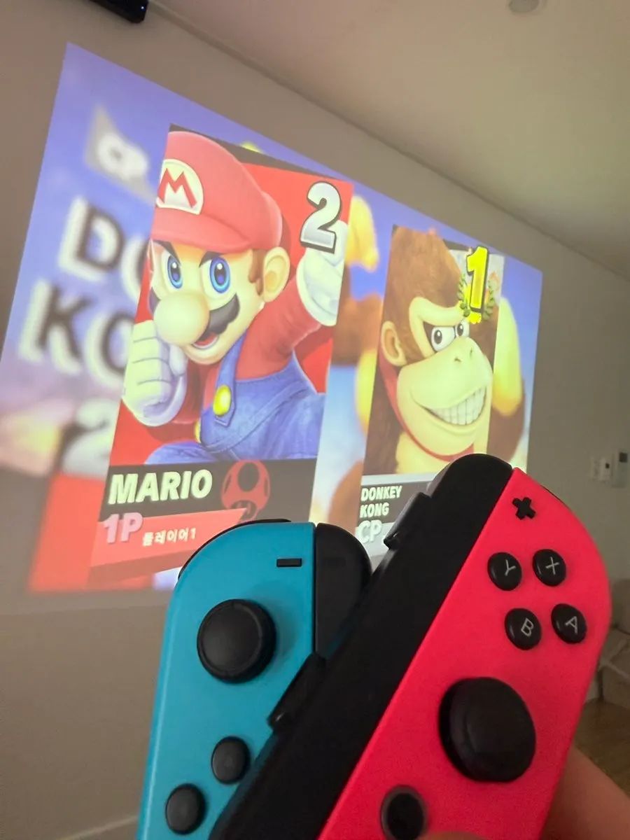 Playing Nintendo Switch in the living room