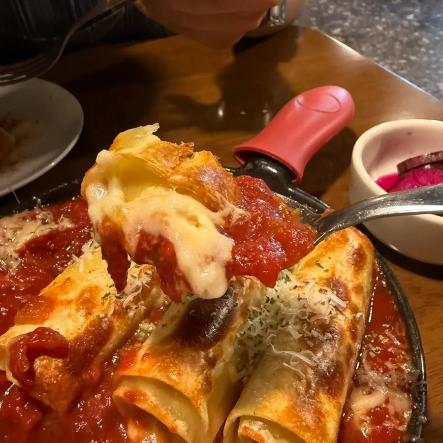 Half-and-Half Lasagna with rich tomato sauce
