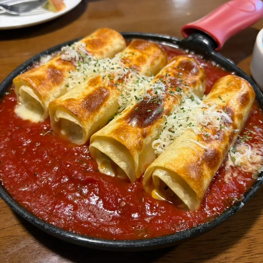 Cross-section of the Half-and-Half Lasagna showing potato and meat sides