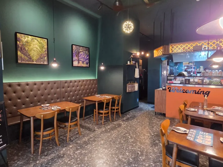 Interior tables and lighting at Etrenne Jukjeon Branch