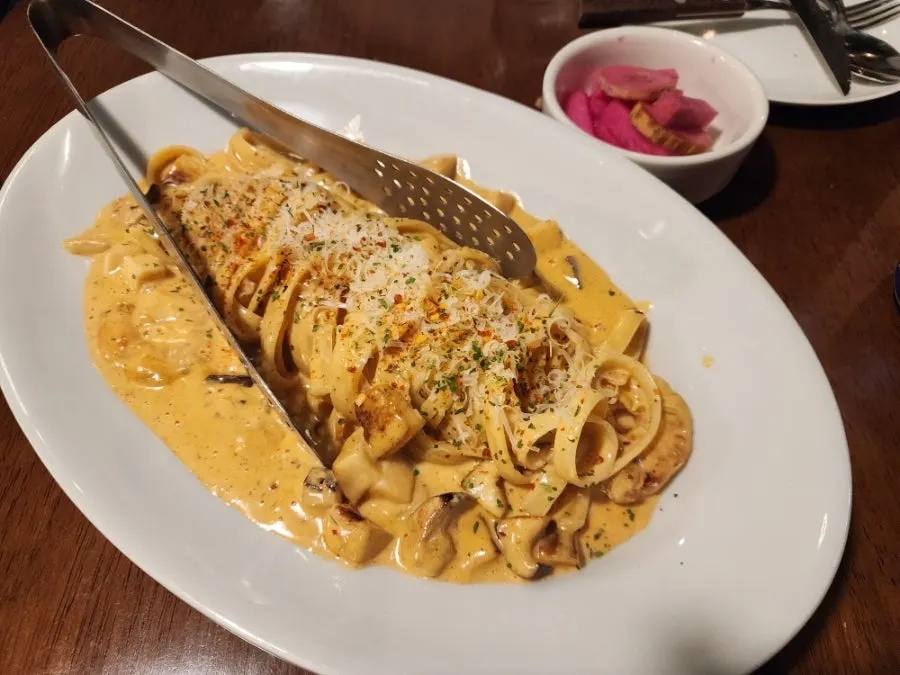 크림소스 투움바파스타 한 접시