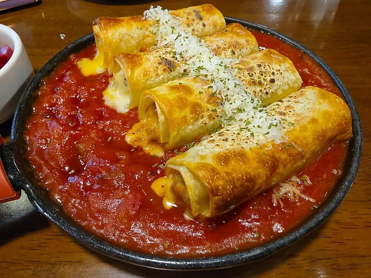 A plate of potato and classic half-and-half lasagna
