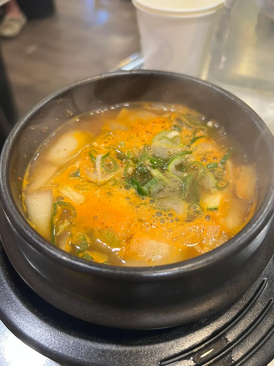 Bibim naengmyeon mixed together with the broth