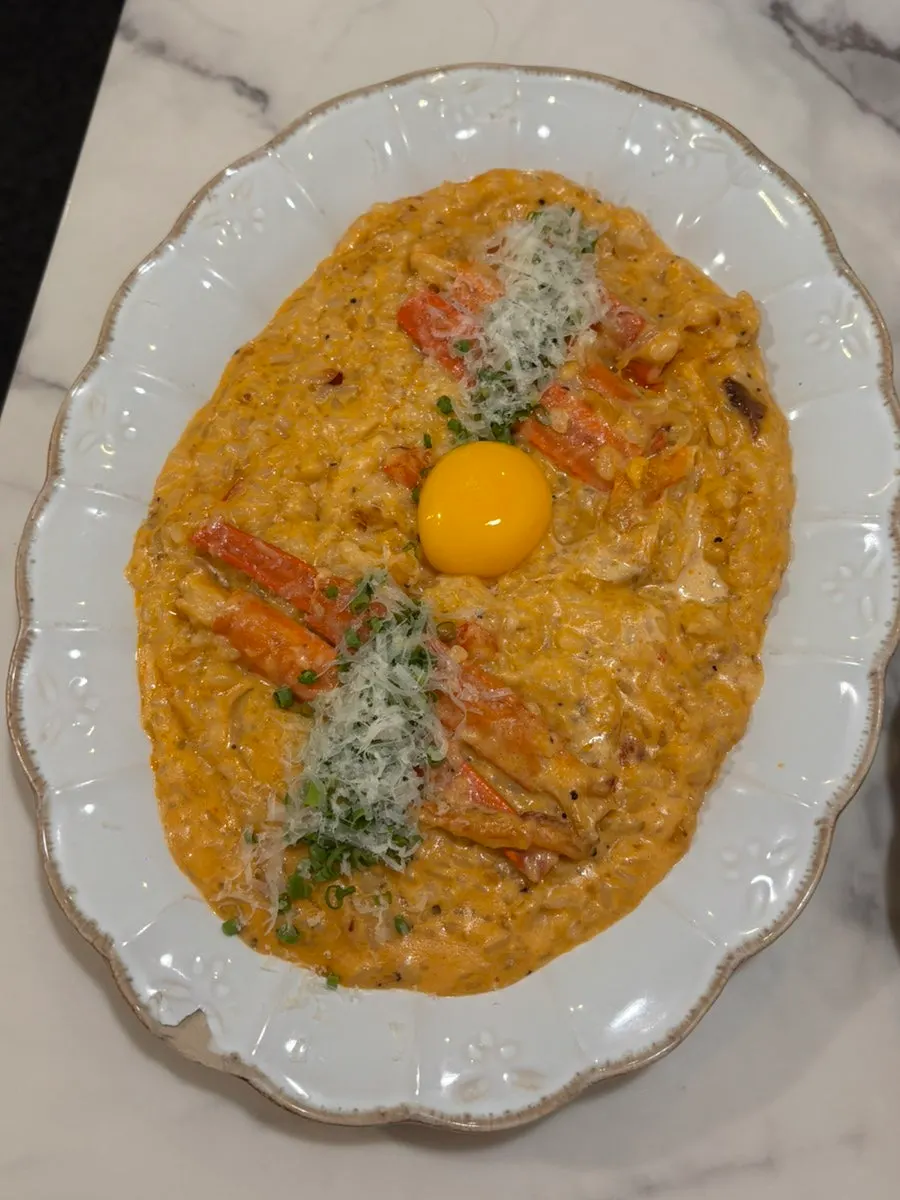 A plate of spicy crab risotto