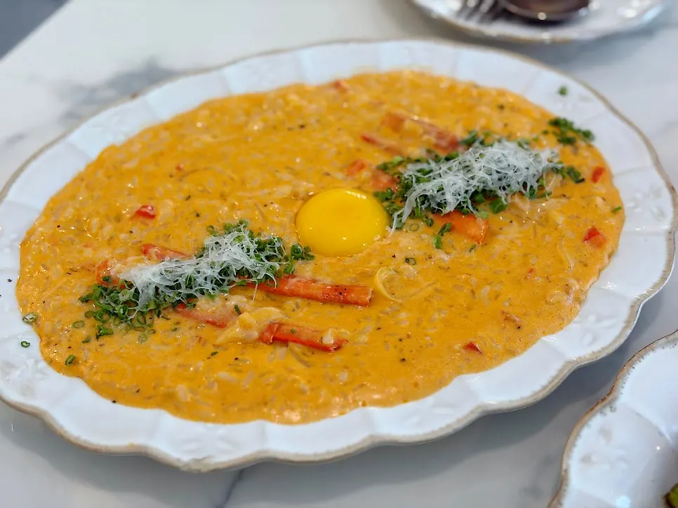 Plate of spicy crab risotto at Eulji Darak Gangnam