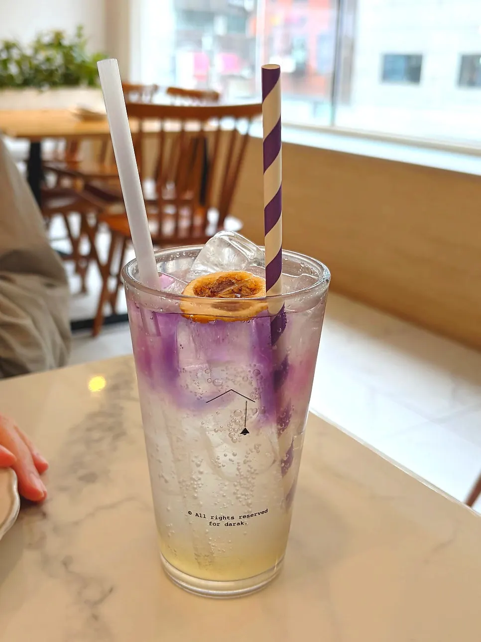 A glass of Eulji Ade on the table