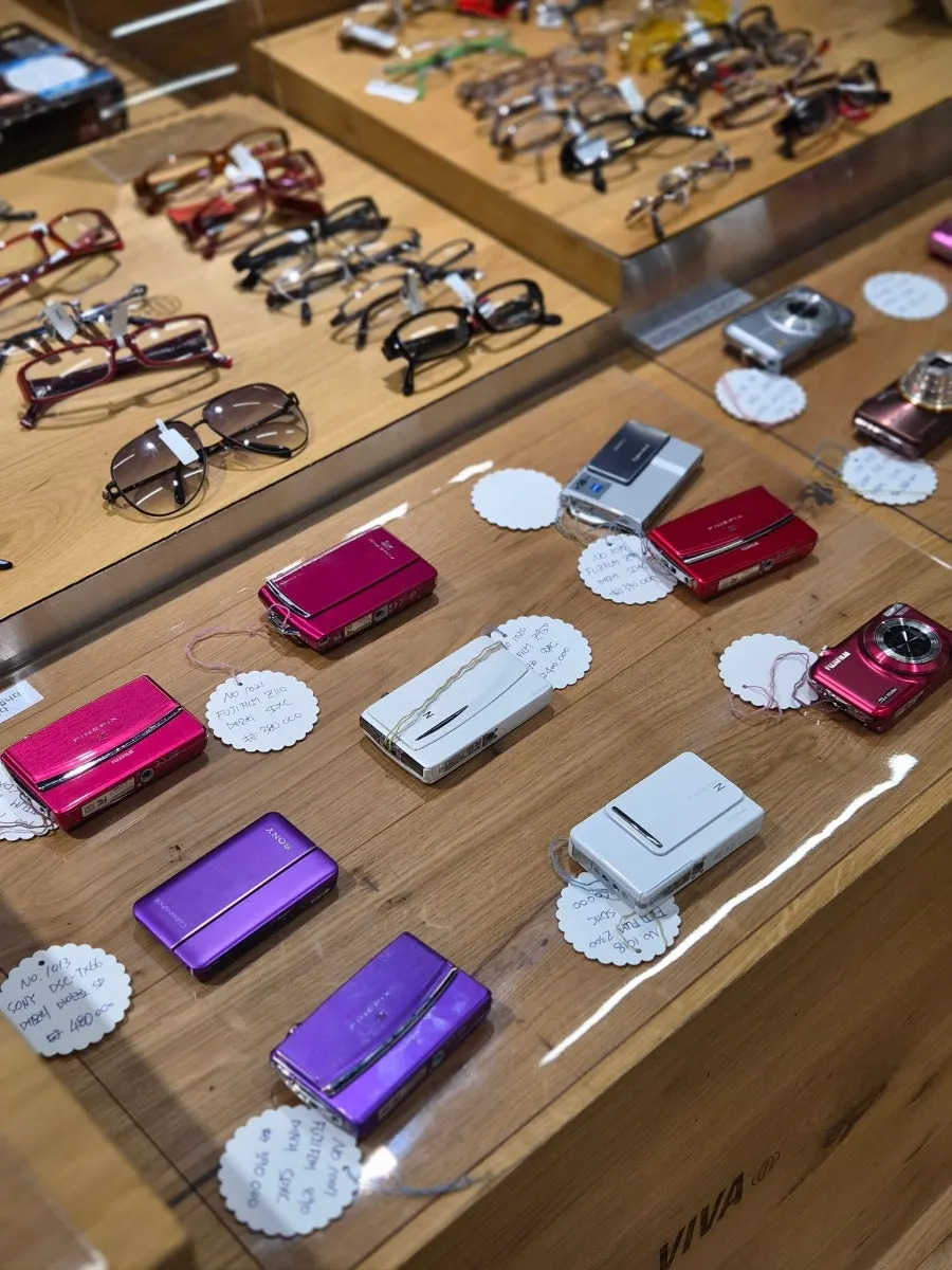 Display of vintage cameras made domestically in the 1990s