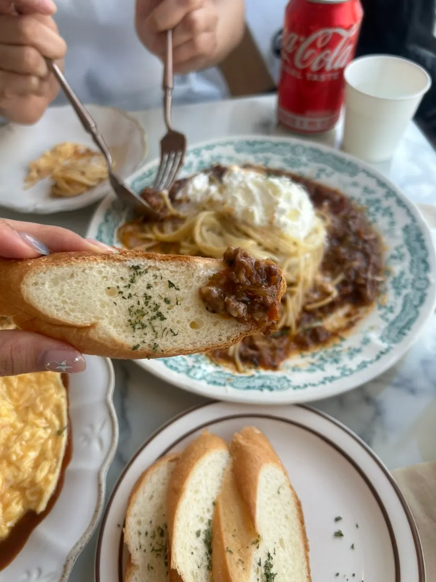 Rose pasta served with added bread