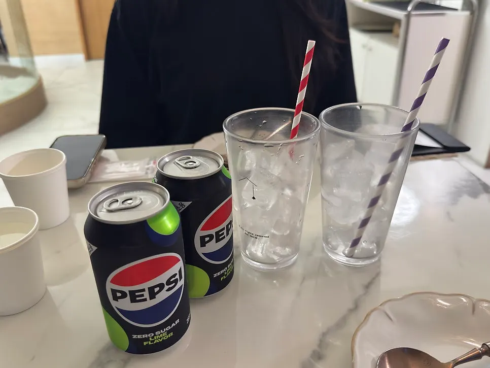 각자 1캔씩 주문한 제로콜라