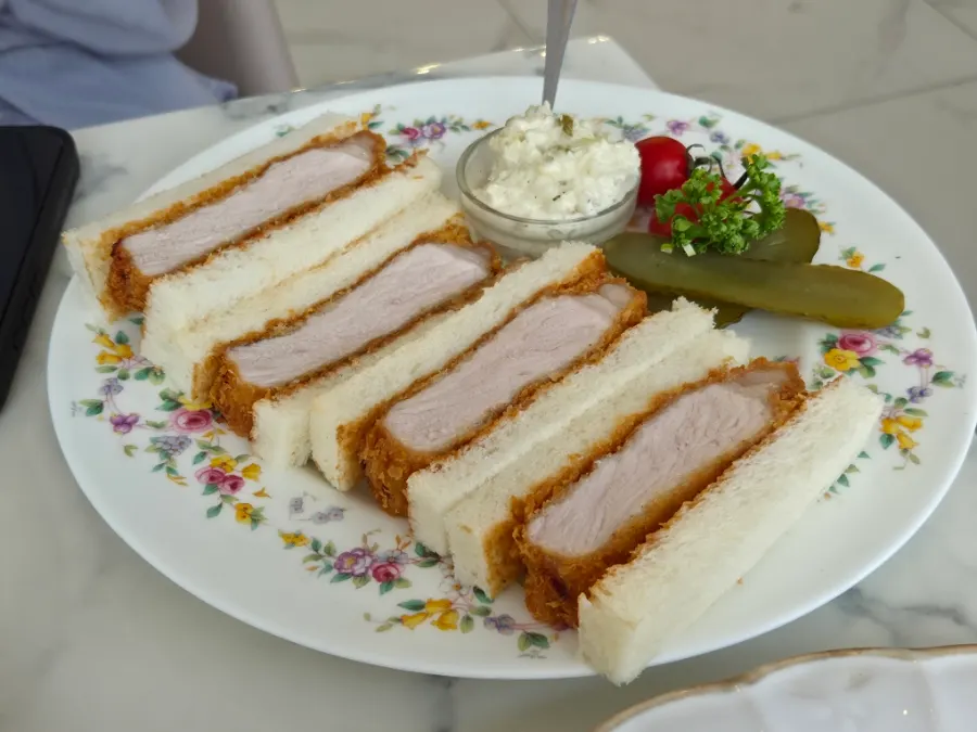 Katsu sando with a thick pork cutlet