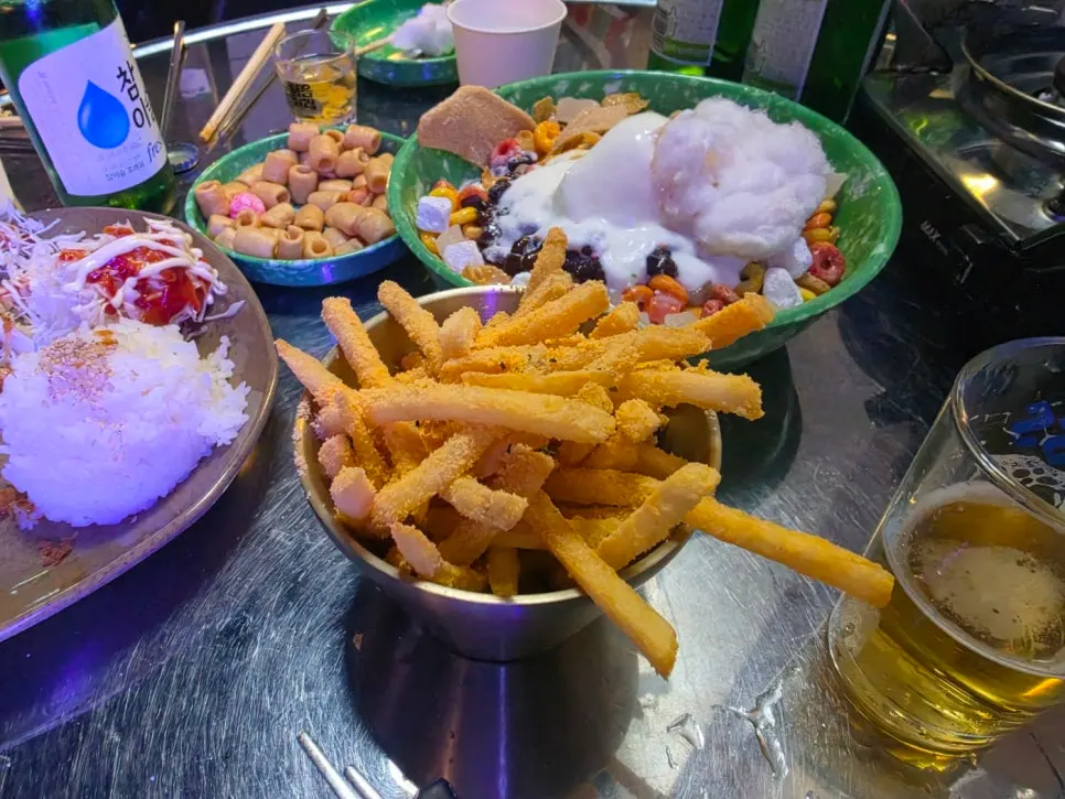 Cheese seasoned potatoes at Eulji Pocha