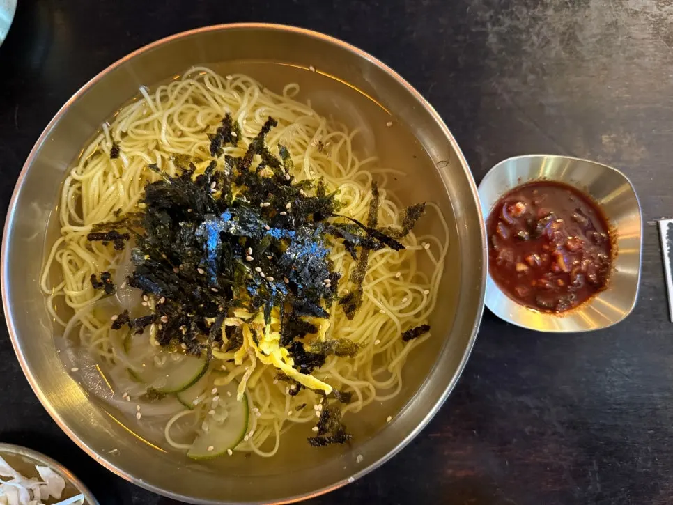 Cold jachi guksu in anchovy broth