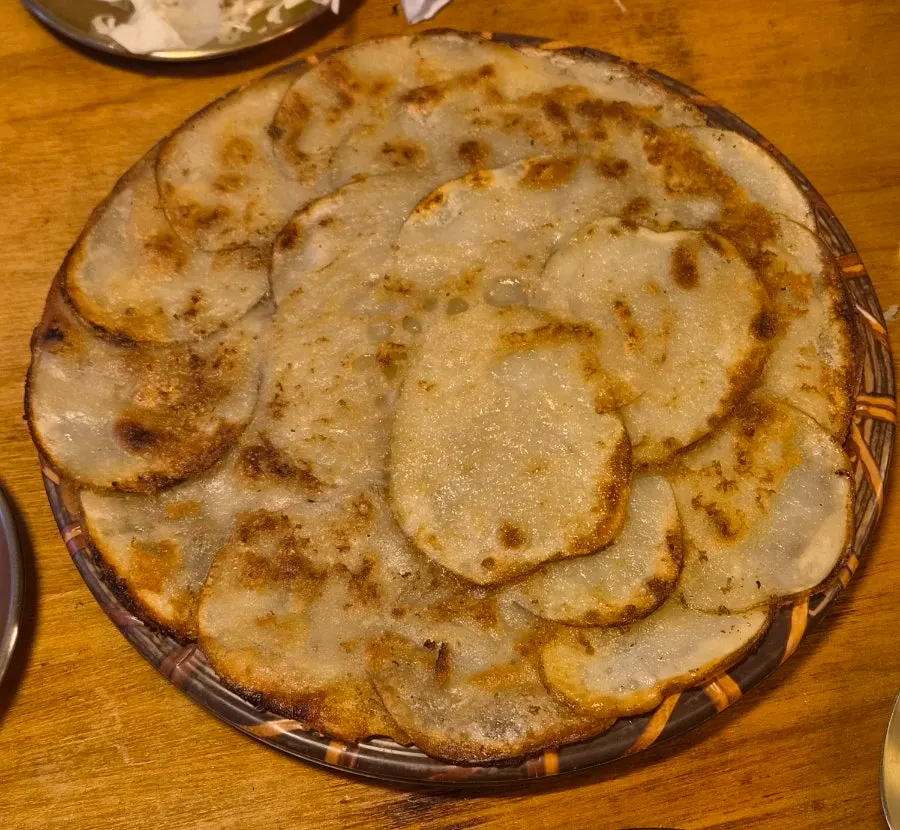 Thin-sliced pan-fried potato pancake