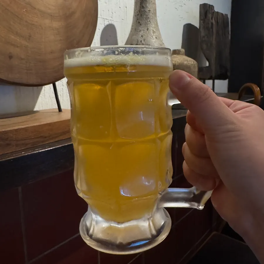 Lemon beer ordered with grilled bones