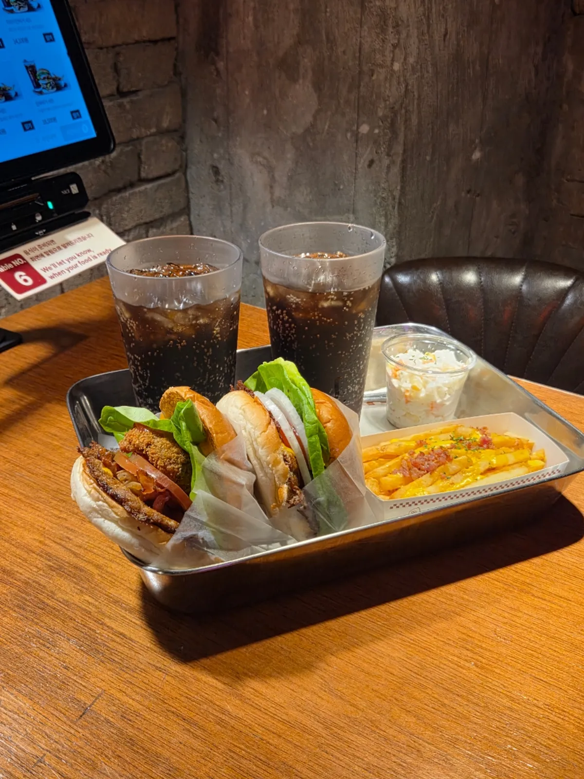 BAS Burger set and Mushroom Burger set laid out on the table