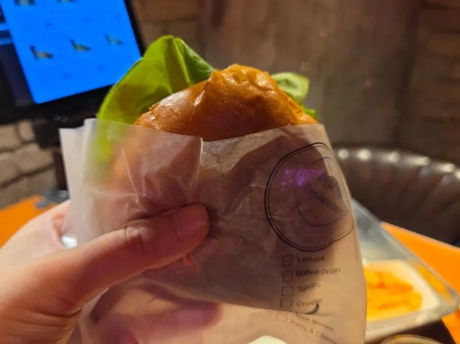 Final shot of burgers and sides at BAS Burger Euljiro Branch