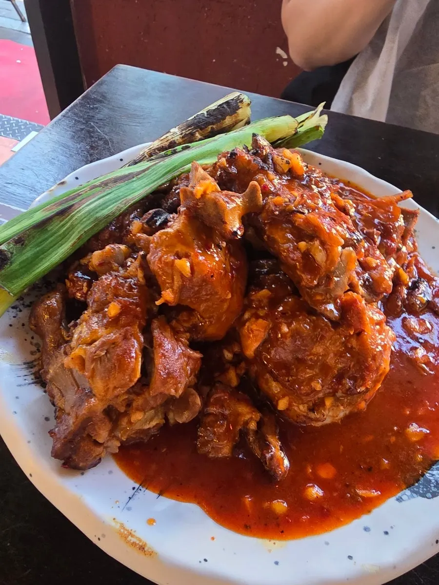 Bone grill coated in spice level 1 sauce