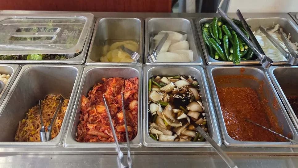 Salad bar for grabbing extra side dishes