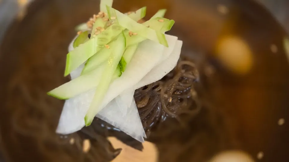 Bowl of cold noodles ordered for dessert