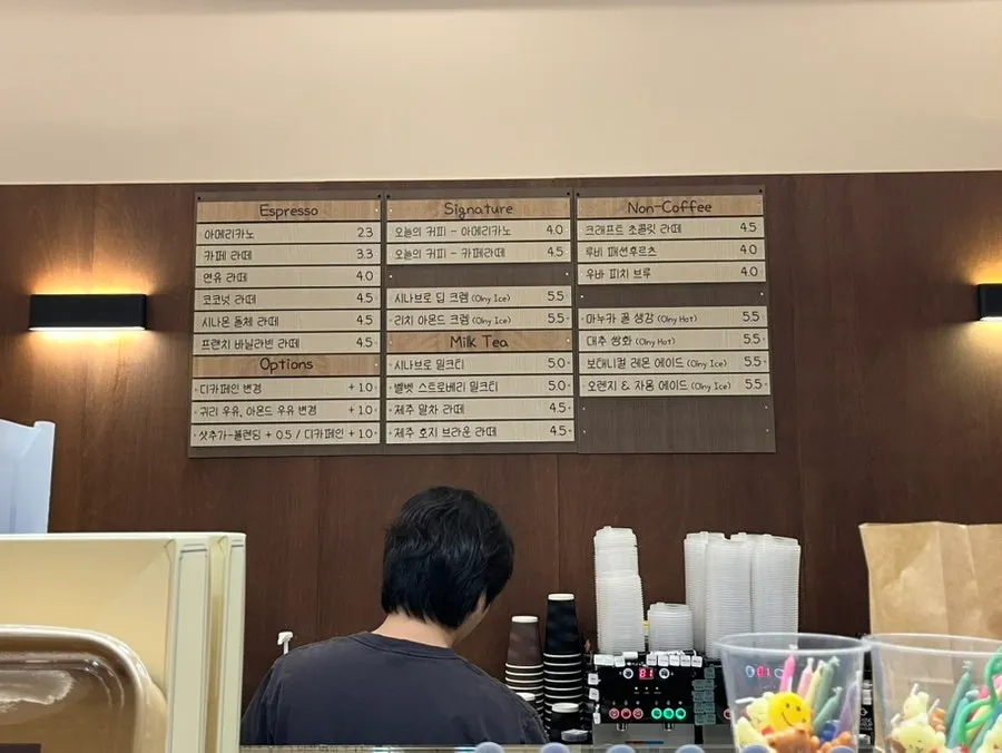 Drink menu board at Cafe Sinabro