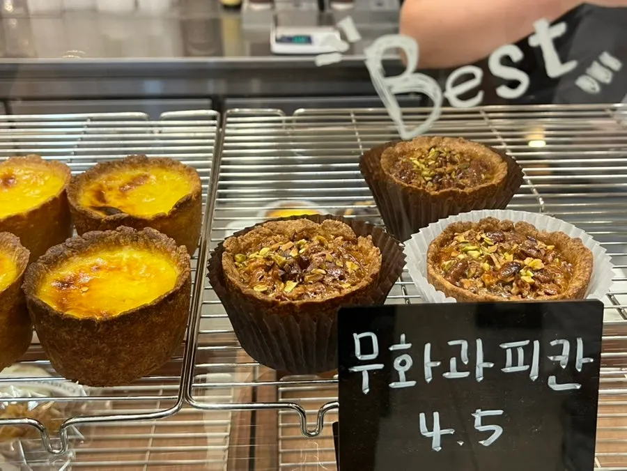 Fig tarts displayed in the showcase