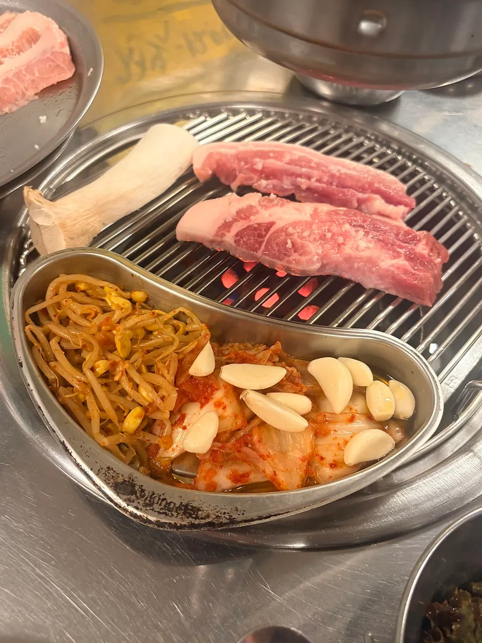 Golden-browned pork neck and belly