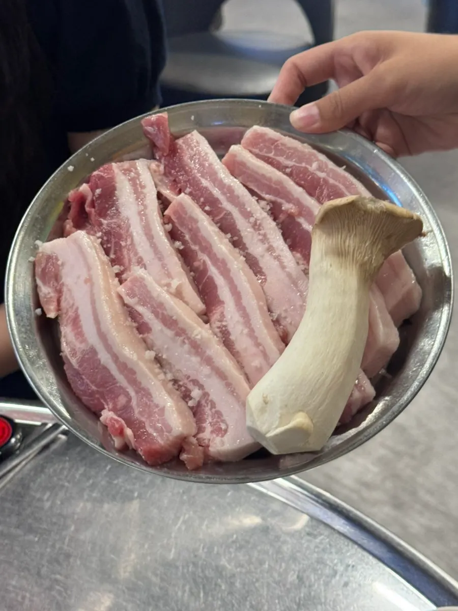 Close-up of the ordered pork belly
