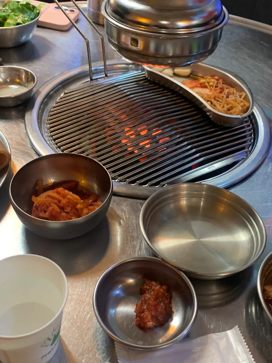 Close-up of pork-one-geun set meat