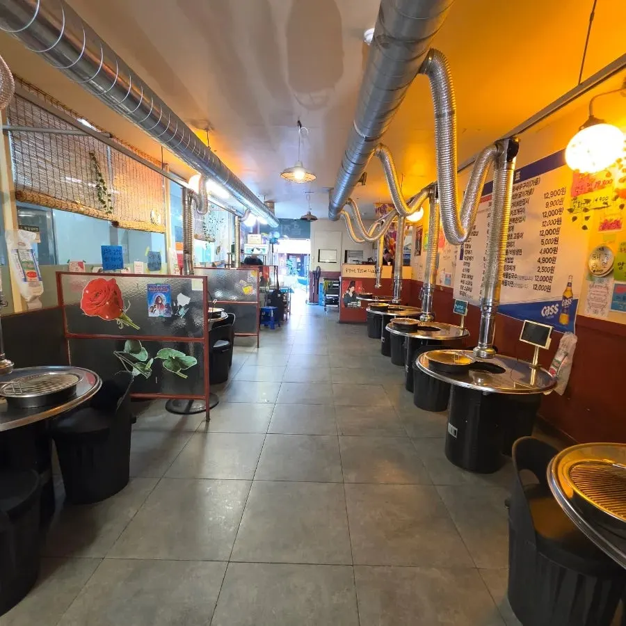 Interior of Euljiro Charcoal Grill with a pojangmacha feel